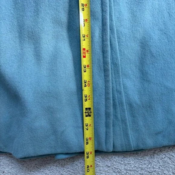 Vintage Teal Blue Wool Lined Dress Coat Cuffs - Picture 10 of 16